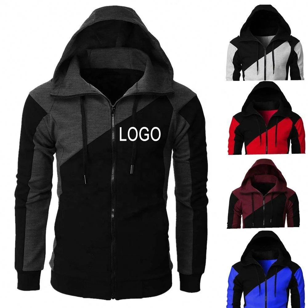 Custom Men Casual  Sports Slim Hoodies Zip up Jacket For Men Clothing Manufacturer 2024 Spring Casual Hooded Sweatshirts Mens