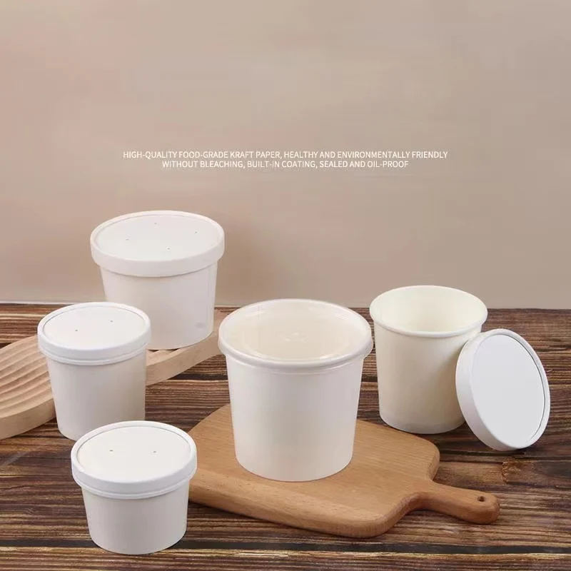 Disposable customized paper sundae dessert ice cream cup with  lid