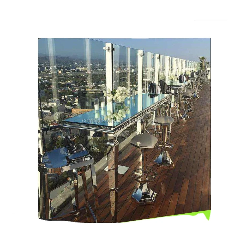 CT8050 long high glass top bar table for party wedding