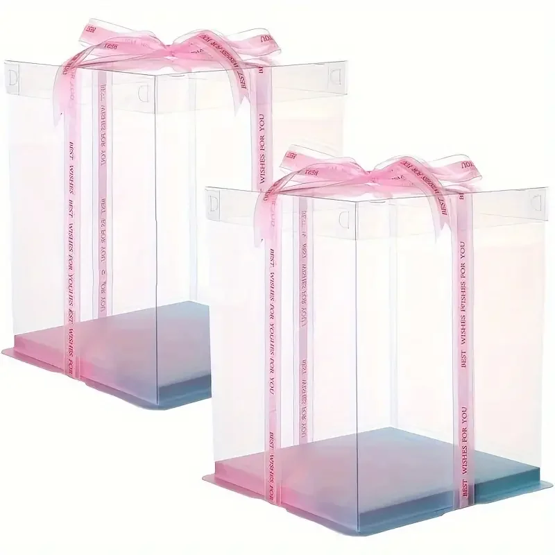 Оптовая продажа, упаковка с логотипом на заказ, прозрачная коробка для пирожных