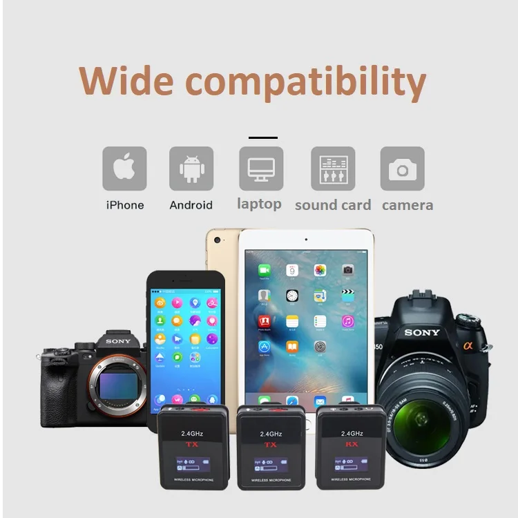 2.4G Lavalier Microphone Wireless Mobile Phone SLR Camera Outdoor Street Shooting Interview Teaching Noise Cancelling Microphone