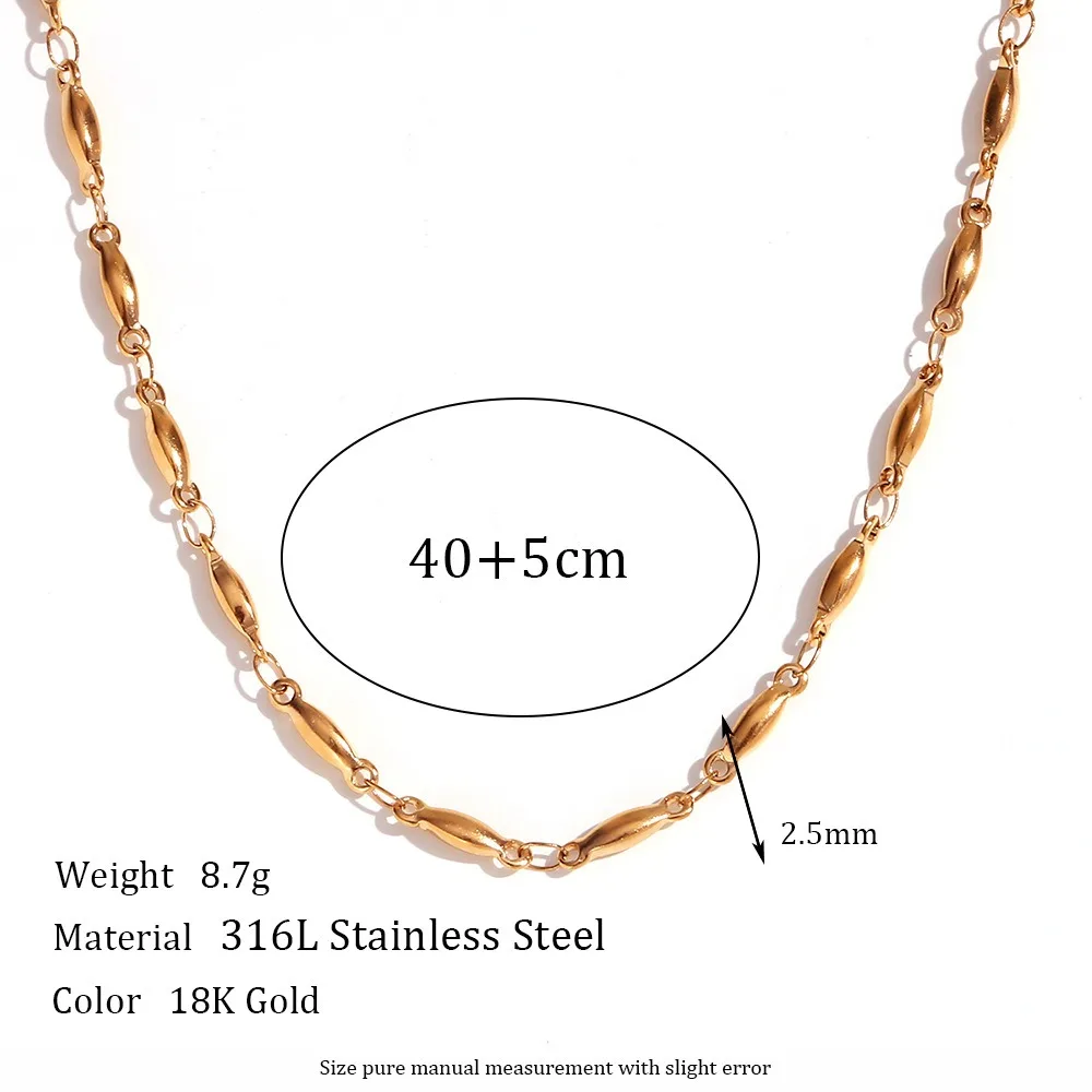 PVD 18k Gold Plated Waterproof Tarnish Free Stainless Steel Paper Clip Box Chain Necklace Chains For Jewelry Making