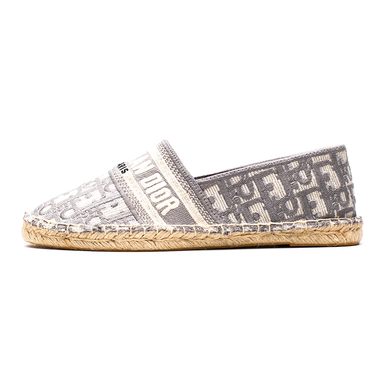 Stock 2020 the most fashion women woven knit material basic jute comfortable insole luxury espadrilles flat shoes