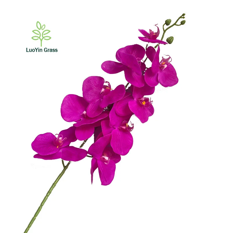 Artificial Orchid Stems  PU Real Touch White Orchid 37 inch Tall 9 Big Blooms Phalaenopsis Flower Home Wedding Decor