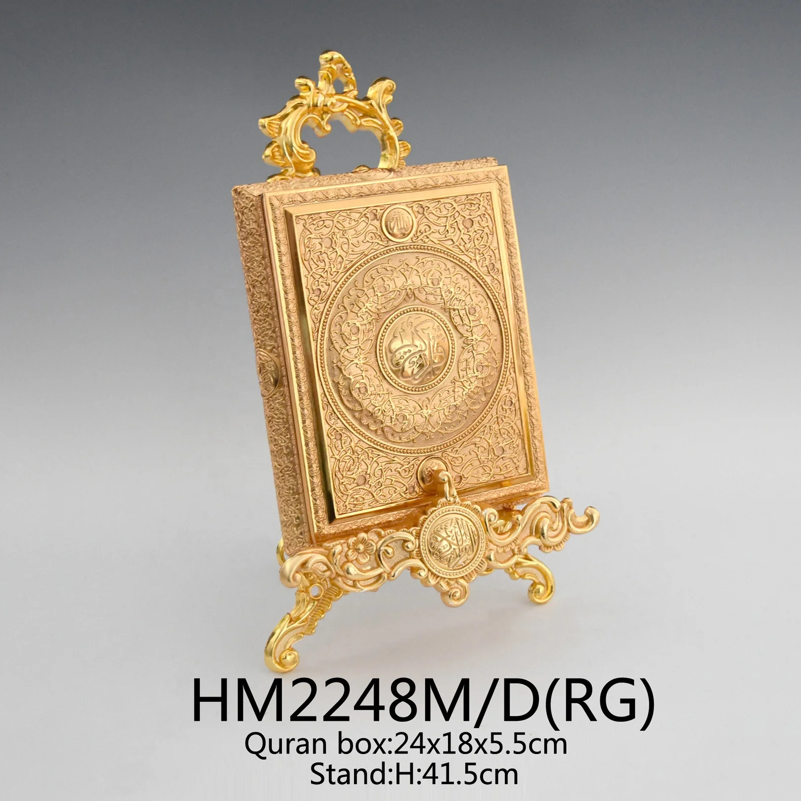 Stones Gold Home Decoration Gift Box Metal Souvenir Stand Plated India Rectangle Quran Box Muslim Silver / Gold Souvenir Saudi