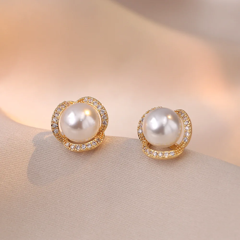 Luxury Jewelry Sets  Fine Jewelry 18K Gold Plated Cubic Zircon Necklaces Earrings  Big Pearl Necklace Set