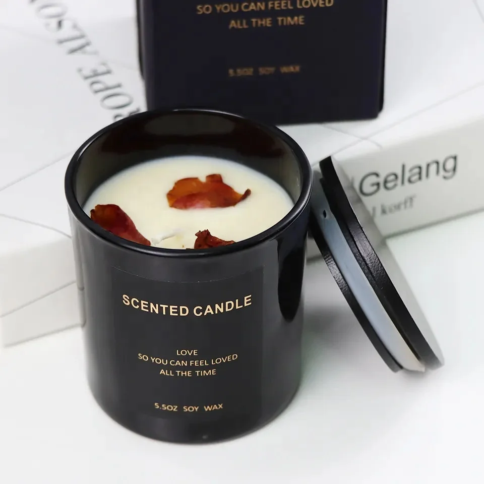 Custom Scents Private Label Wholesale Glass Scented Candle With Gift Box Packaging For Gift Home Decor