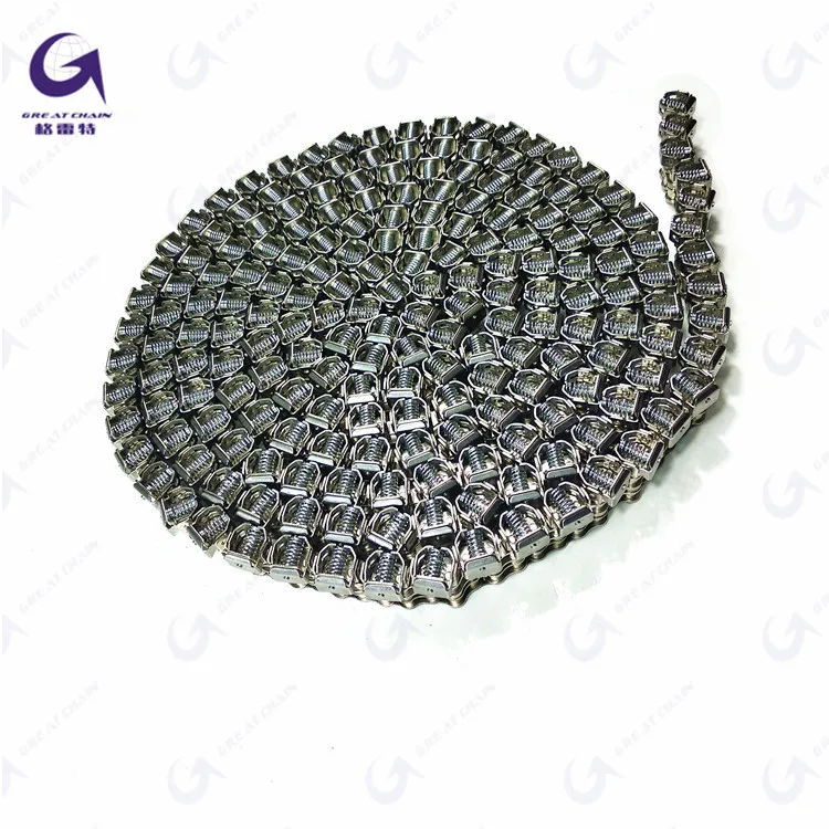 08B 10B Gripper Roller Chain Stainless Steel Conveyor Roller Chain clip film chain