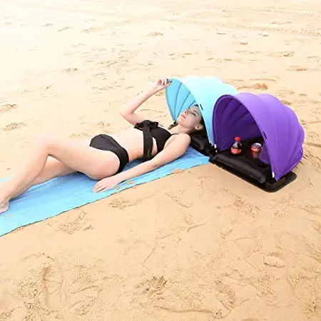 Pop Up Portable Adjustable Beach Sun Shade Canopy, Instant Outdoors Beach Tent, Mat, Shelter with Carry Case