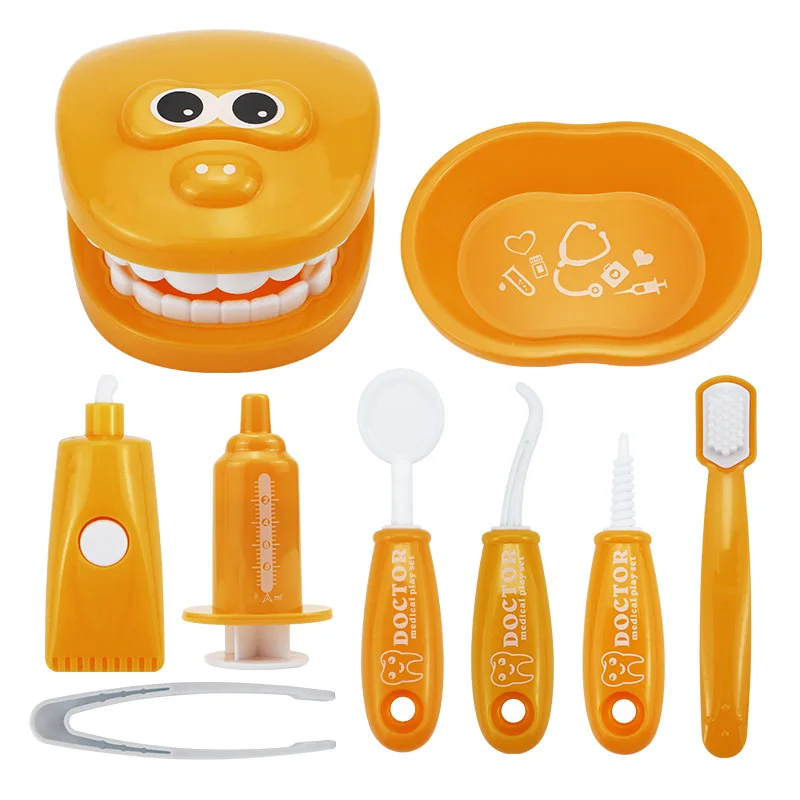 New Preschool Education Pretend Play Doctor Tool Toys Set 9-piece Role play Teeth Model Dentist Medical Kit Toy