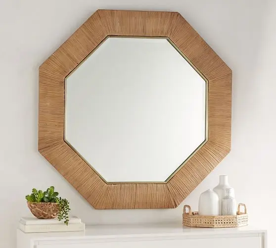 Chinese Antique custom beauty decorative rectangular reclaimed wood frame distressed natural wall mirror