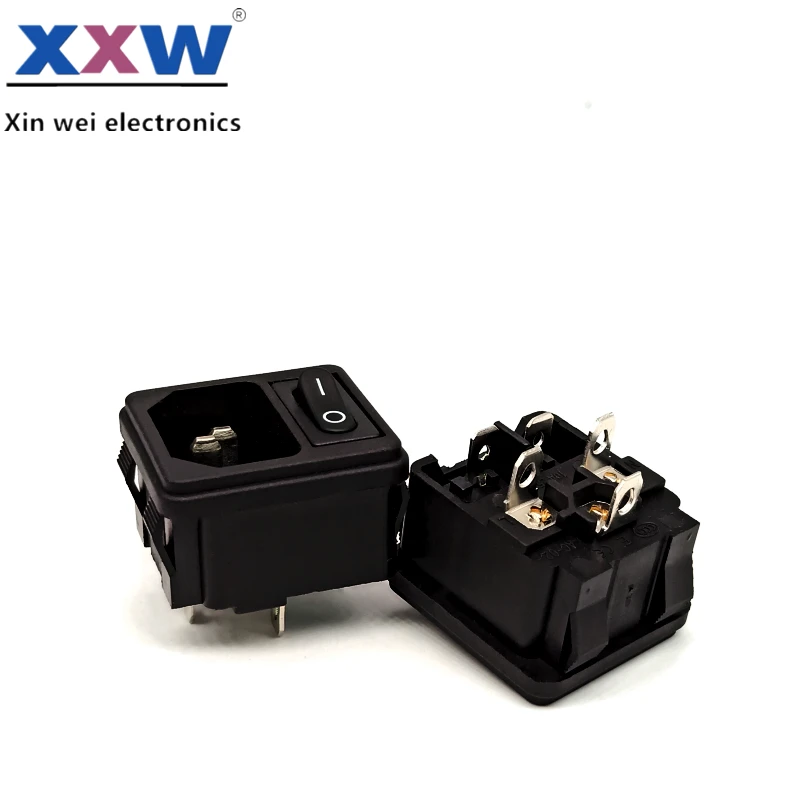 10A 125V C13 C14 переменного тока Мужской Разъем с винтовым креплением 110v питания разъем одной предохранитель 3-контактный сетевой IEC