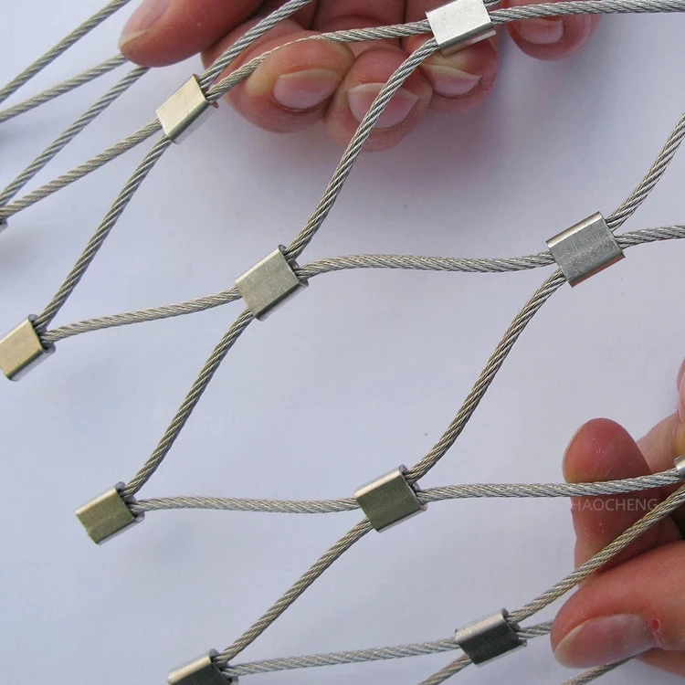 Stainless Steel Wire Rope Safety Fence Mesh  For Zoo Aviary Bird Parrot Green Wall Balustrade