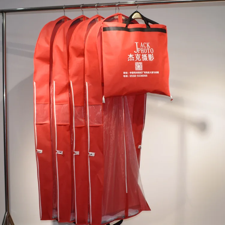 wholesale Custom foldable clear non-woven garment bag clear front