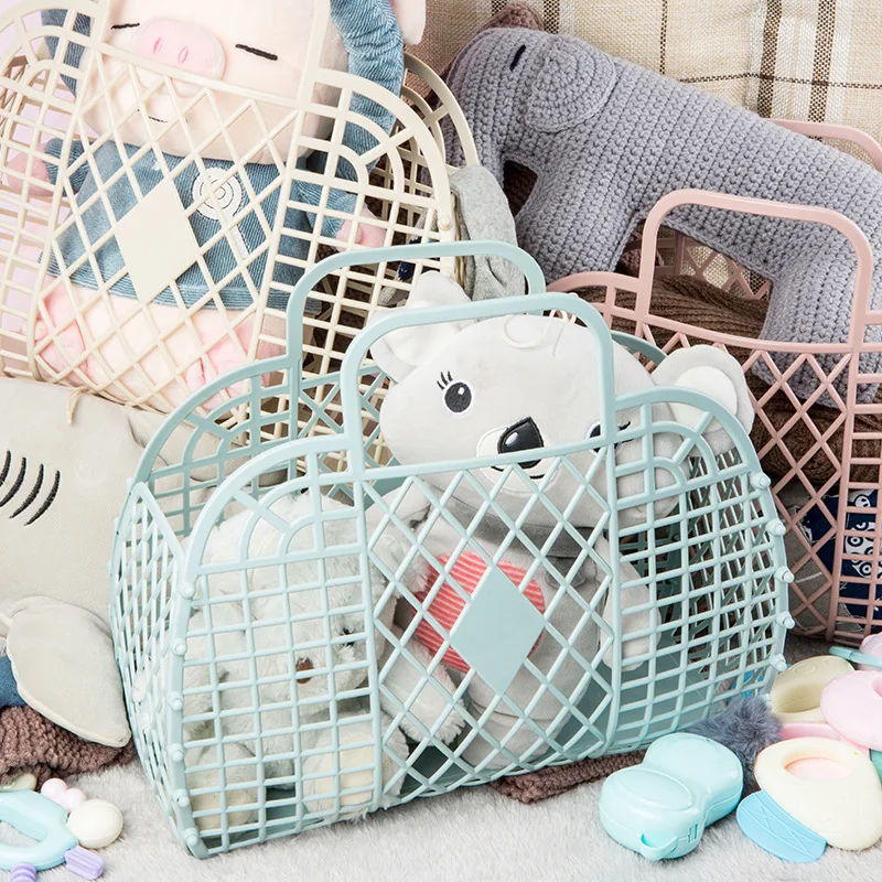 Wholesale Kid Girls Large Easter Basket Woman Summer Portable Vacation 2023 Plastic Pvc Fashion Beach Retro Jelly Basket Bag