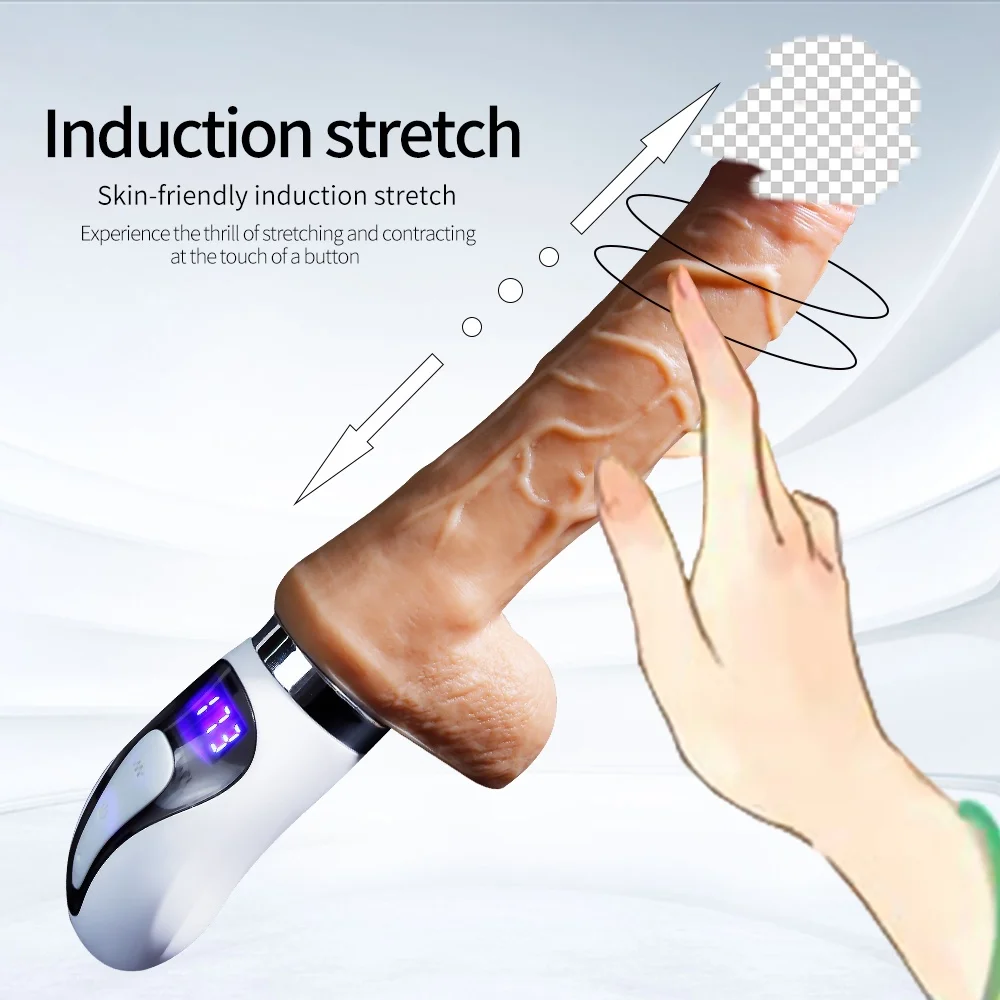 Skin-friendly stretch telescopic gun machine automatic thermostat 42 degrees Celsius woman Realistic silicone dildos