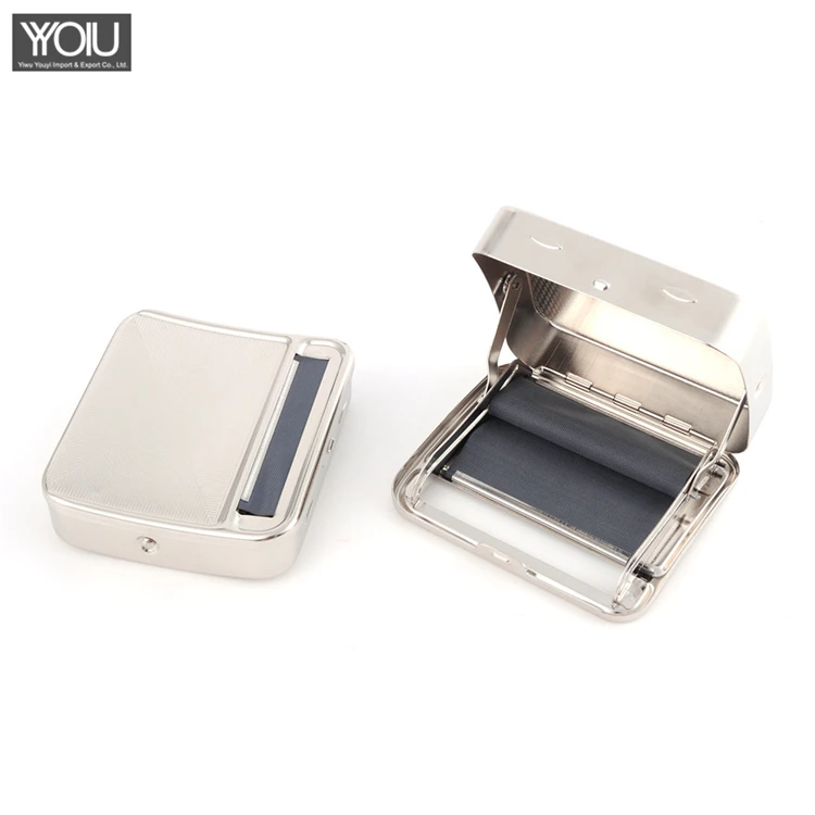 
TOBACCO stainless steel manual cigarette maker 78mm silver square pattern metal cigarette case 