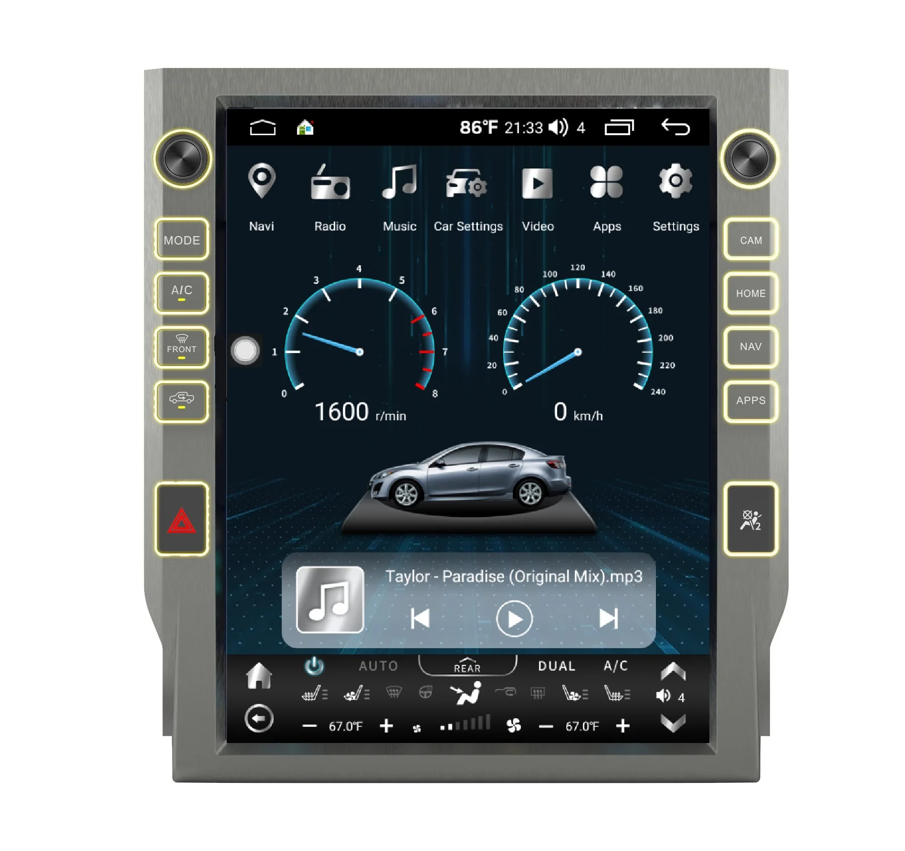 Pheonixautomotive Tablet Dashboard Headunite Tesla Style Vertical Screen GPS Navigation Radio for Toyota Tundra  2014 - 2021