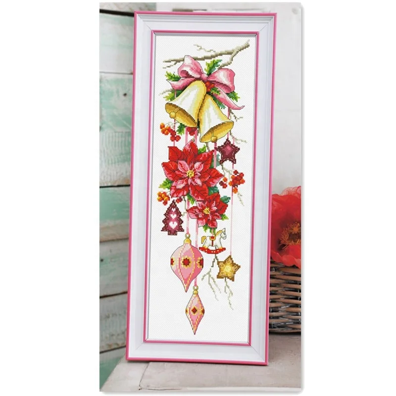 
DPH051 Christmas bell saffl cross stitch kit package aida 18ct 14ct 11ct white cloth unprint canvas embroidery DIY handmade 