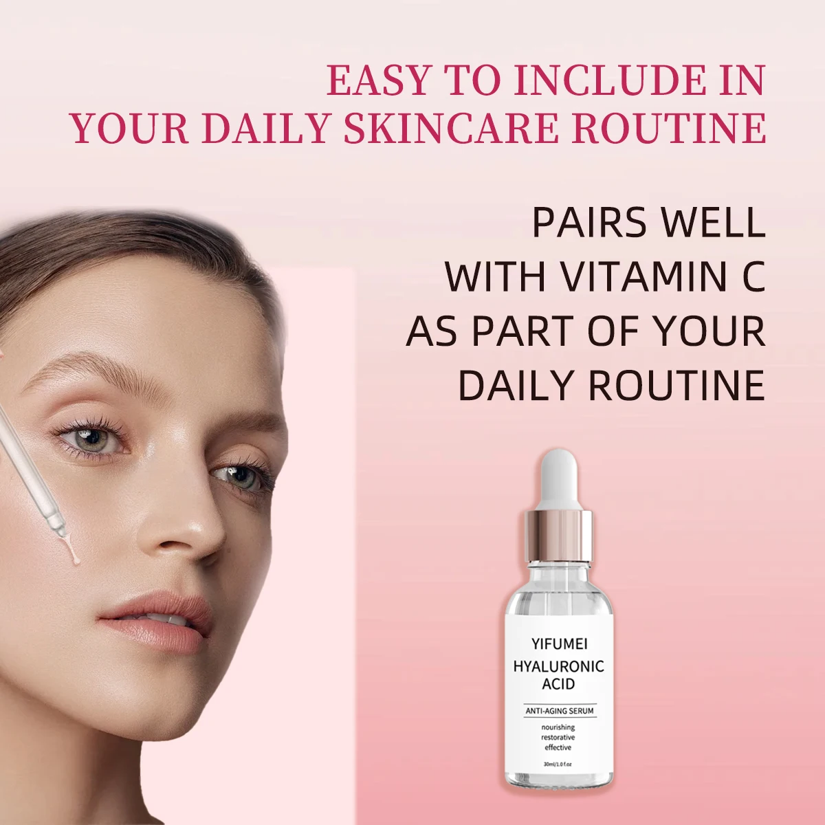 Factory Wholesale OEM ODM Natural Lift Instant Skin Skin Whitening Repair Anti-Aging Pure Hyaluronic Acid Serum