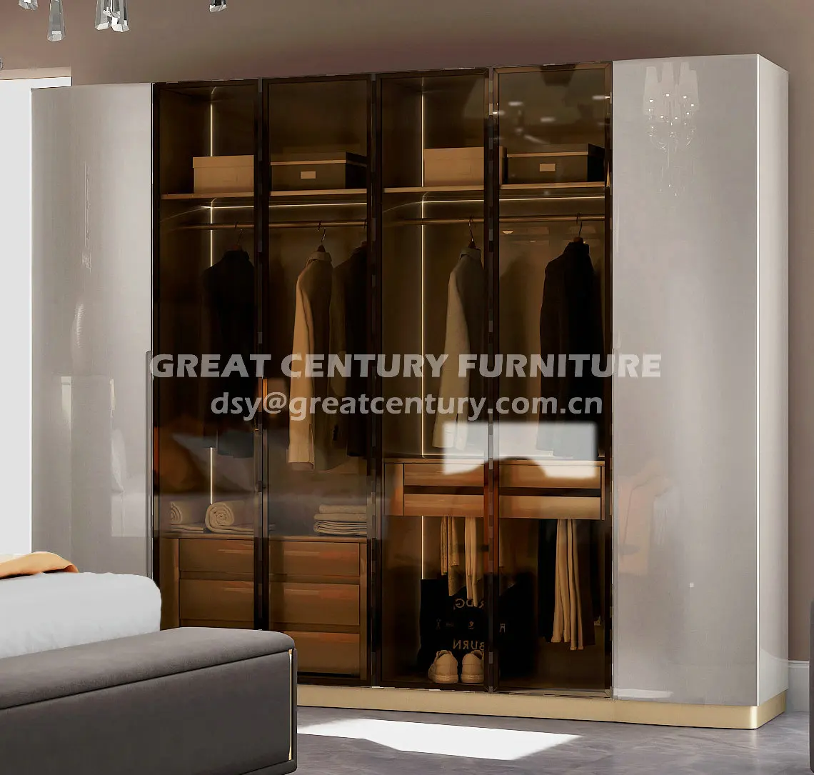 GC Furniture GBR-6603 Bed Master Bedroom Set High gloss paint MDF Bedroom Set High quality Bedroom Furniture