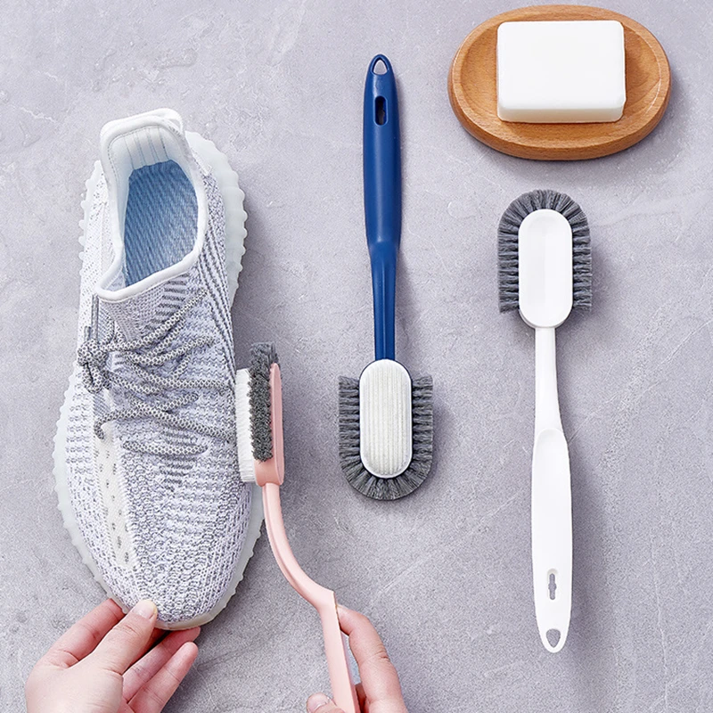 New Design 2-in-1 Professional Shoe Brush Cleaner Multifunctional Long Handle Hangable Soft Bristle Shoes Cleaning Scrubber