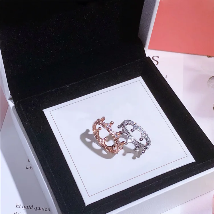luxury and fashion solid 925 sterling silver crown ring