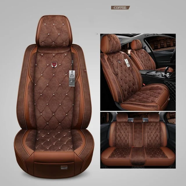 Car Seat Covers For Five Seats sedan SUV High Quality Leather Universal Full Set Cushion Mat For Front and Back Covers Coffee