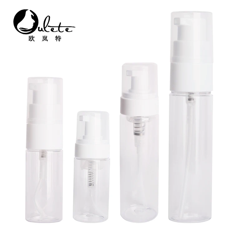 Empty Plastic Foam Pump Bottle 30ml 50ml 60ml 100ml 150ml 200ml Clear White Blue Pet Facial Cleanser Mousse Foam Pump Bottle