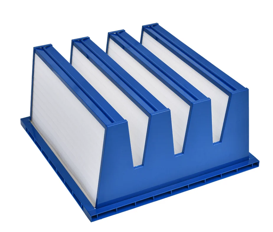 High efficient ABS plastic frame v bank fibreglass combined ventilation Filter