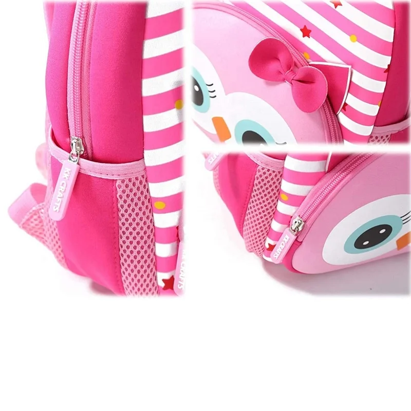 Girls Back Bags 3D Cute Cartoon Bird Neoprene Kindergarten School Bag Backpacks for School Children Cotton Waterproof Polyester