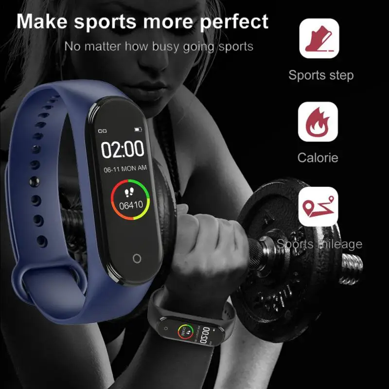 NEW M4 Smart Bracelet Sports Pedometer Watch Color Screen Fitness Running Walking Tracker Heart Rate Pedometer Smart Band Gym