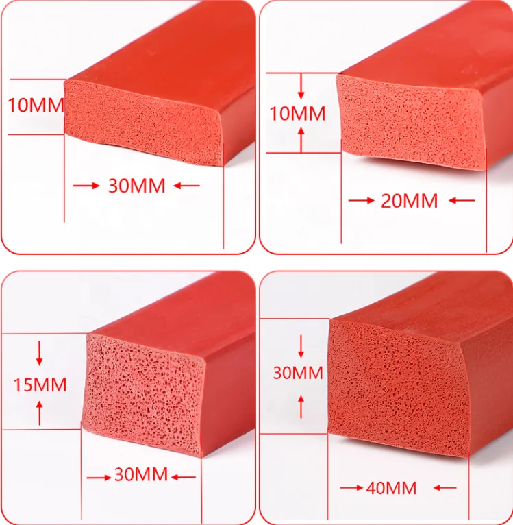 High Temperature  Heat Resistant Silicone Rubber Strip Sponge Foam Sealing 12*12mm