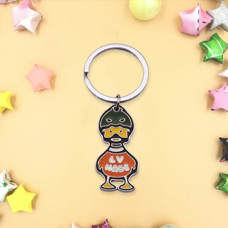 No Minimum Order Factory Design Metal Keychain Die Casting Cute Cartoon Enamel Key Chains Accessories