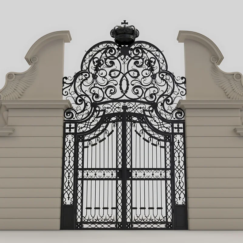 Modern Design Wrought Iron Gate Iron Main Gate Driveway Gate Wrought Iron Door Metal Garden Gates Square Tube Picket
