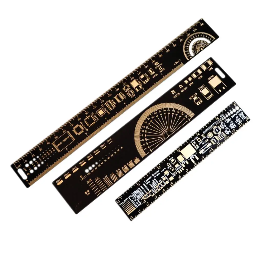 15cm 20cm 25cm Multifunctional PCB Ruler Measuring Tool Resistor Capacitor Chip IC SMD Diode Transistor Package 180 Degrees