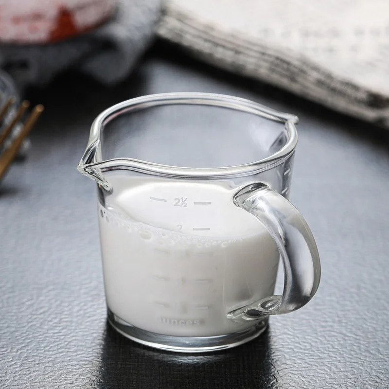 Double Spouts  Espresso Shot Glass Liquid Measuring Cup Milk Triple Pitcher For Coffee