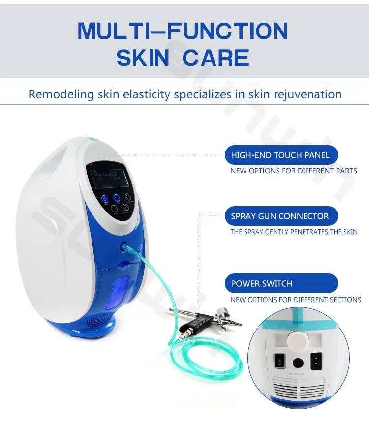 Multifunctional Oxigen Facial Care Oxygen Jet Peel Machine Mask Skin Rejuvenation Whitening O2toderm Machine