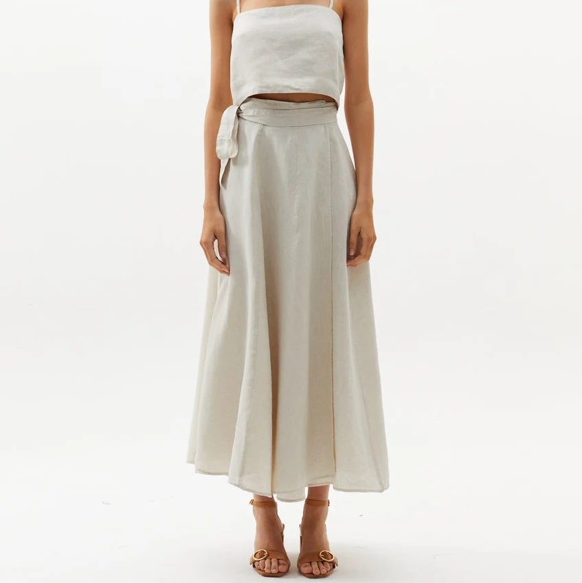 Oem Manufacturer Custom Fashion Maxi Long A Line Cotton Linen Skirt For Women