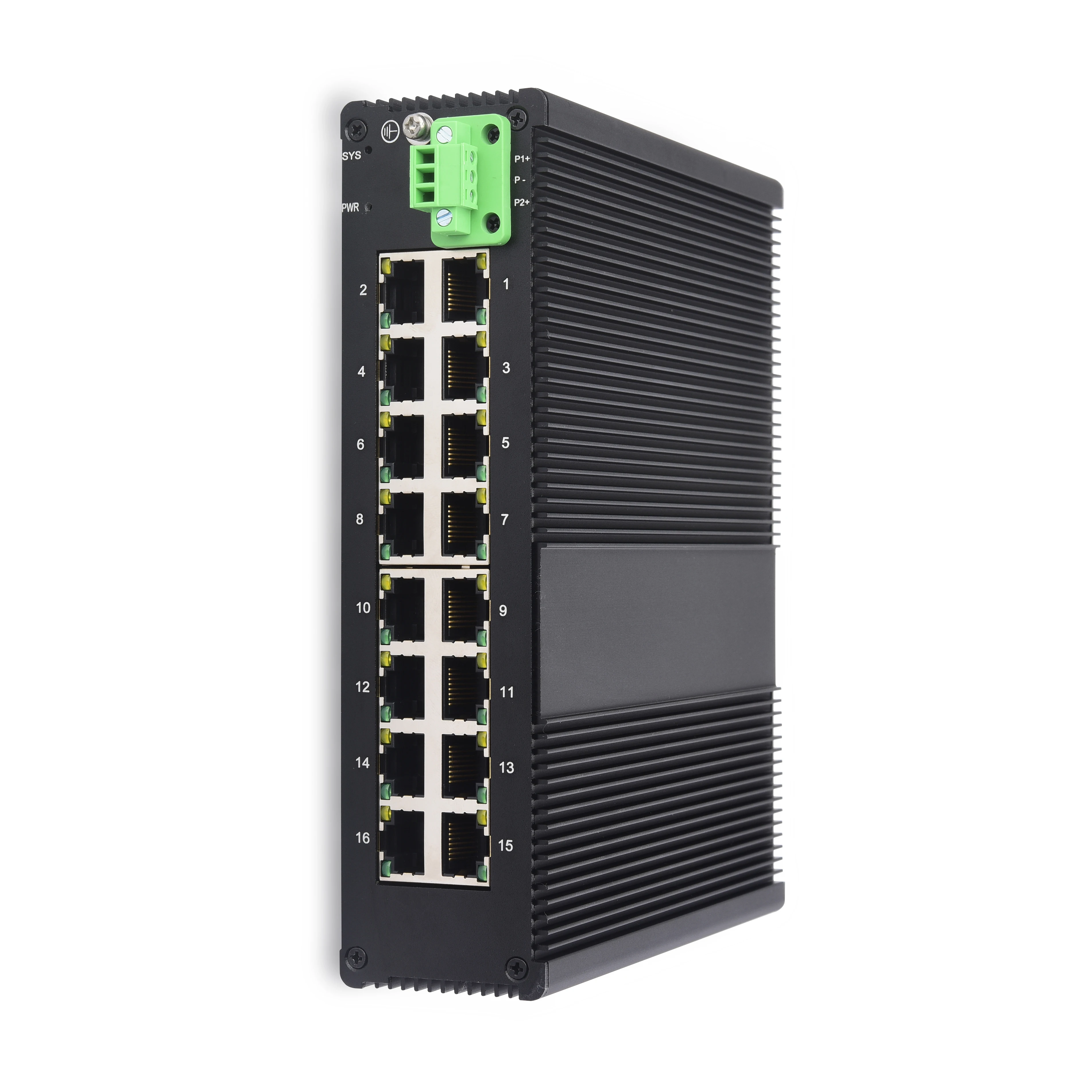 10/100/1000mbps Gigabit Unmanaged  Din Rail Industrial Ethernet Switch 16 Port For Monitoring System