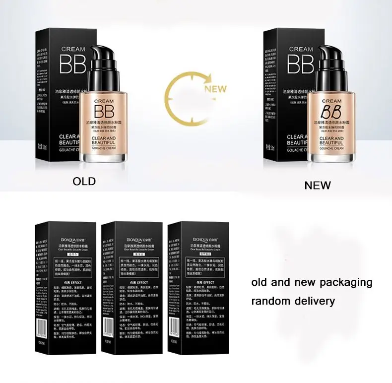 customized OEM ODM BIOAQUA natural cosmetic whitening bb liquid brightening makeup bb cream for dry skin