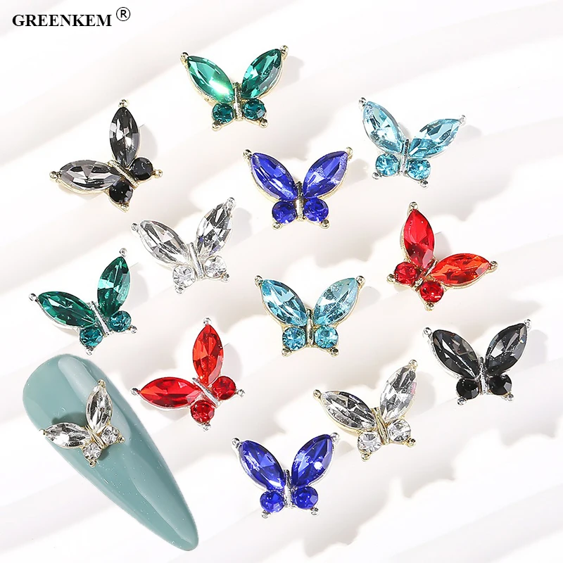 3D Simple Butterfly Nail Art Alloy Art Metal Diamond Love Zircon Nail Art Butterfly Decoration