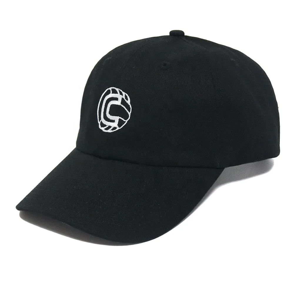 Fashion Design Cotton 6 Panel Black Adult unstructured dad hat Embroidery logo casual cap for men