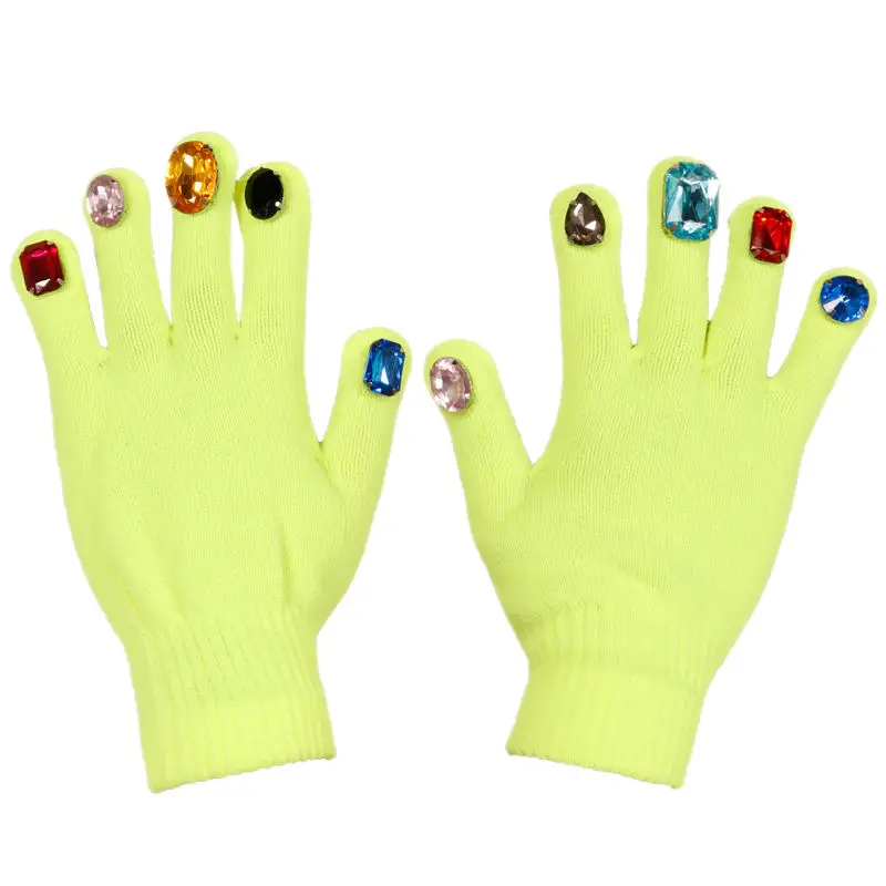 Autumn and Winter Creative DIY Colorful Diamond Knitted Warm Gloves Jewel Band Diamond Gloves