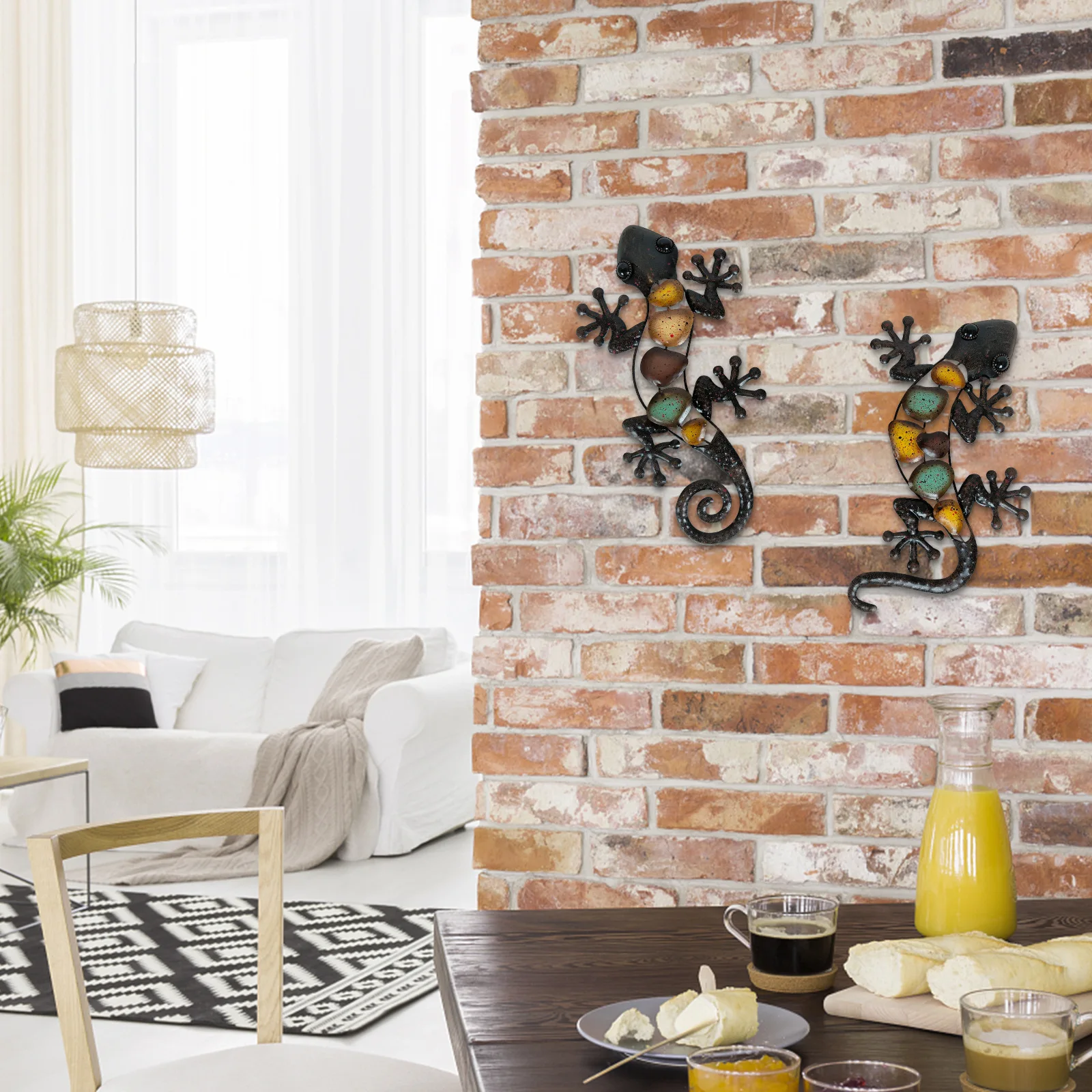 YJL Minimalist Colorful Gecko Lizard Metal Wall Decor Living Room Bedroom Metal Arts Wall Arts Metal Wall Art