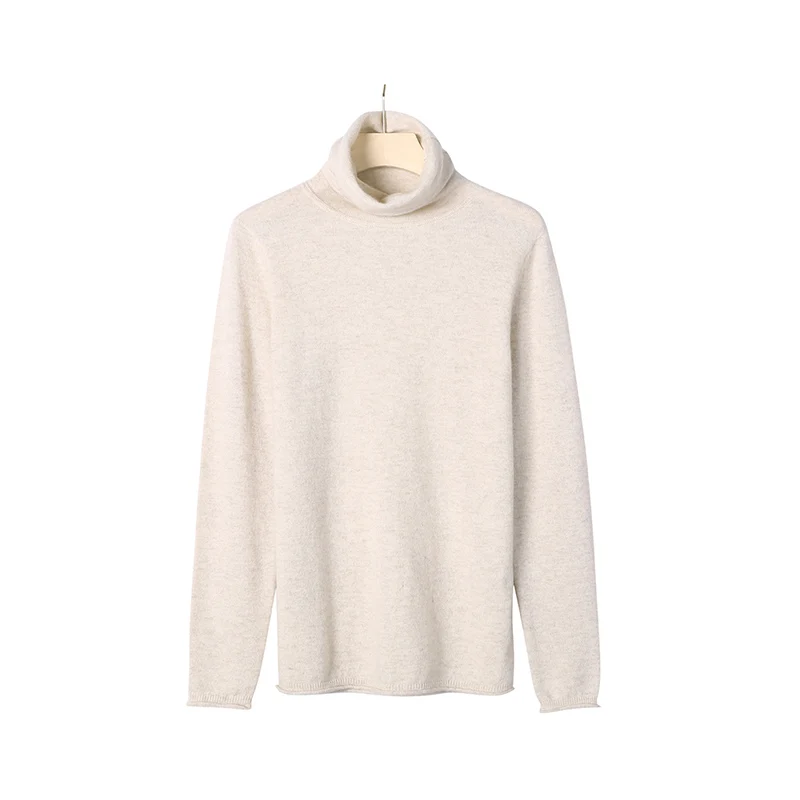 Hot Selling 100% Cashmere High Collar Turtleneck Pure Gray Custom Color Women Lady Long Sleeve Knitwear