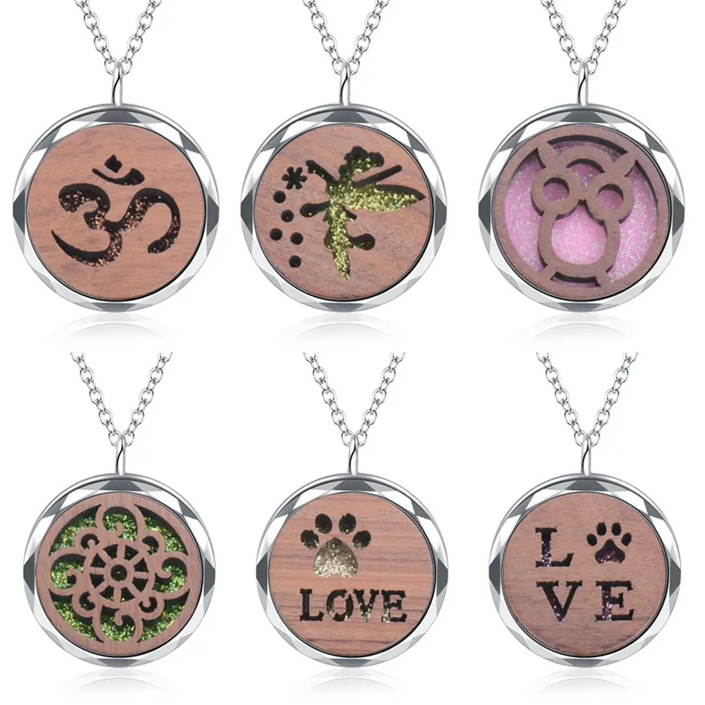 Energinox wooden Aromatherapy Jewelry Locket Buckle Perfume Essential Oil Diffuser Necklace