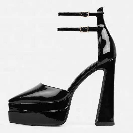 Womens high heels sandals pointed toe platform leather ladies heels shoes