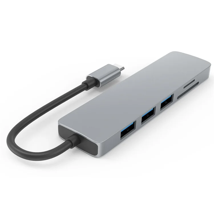 6 Port 6 in 1 HDTV PD Charge Type c 3.0 Usb hub in Aluminum Compatible with Mac OS, Windows 7/8/10