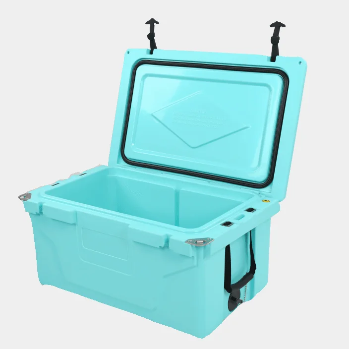 65QT tiffany blue  rotomolde  cooler box with small wheels   Travel Camping box
